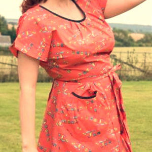 Fleur Wrap Dress in All Aboard Train Print